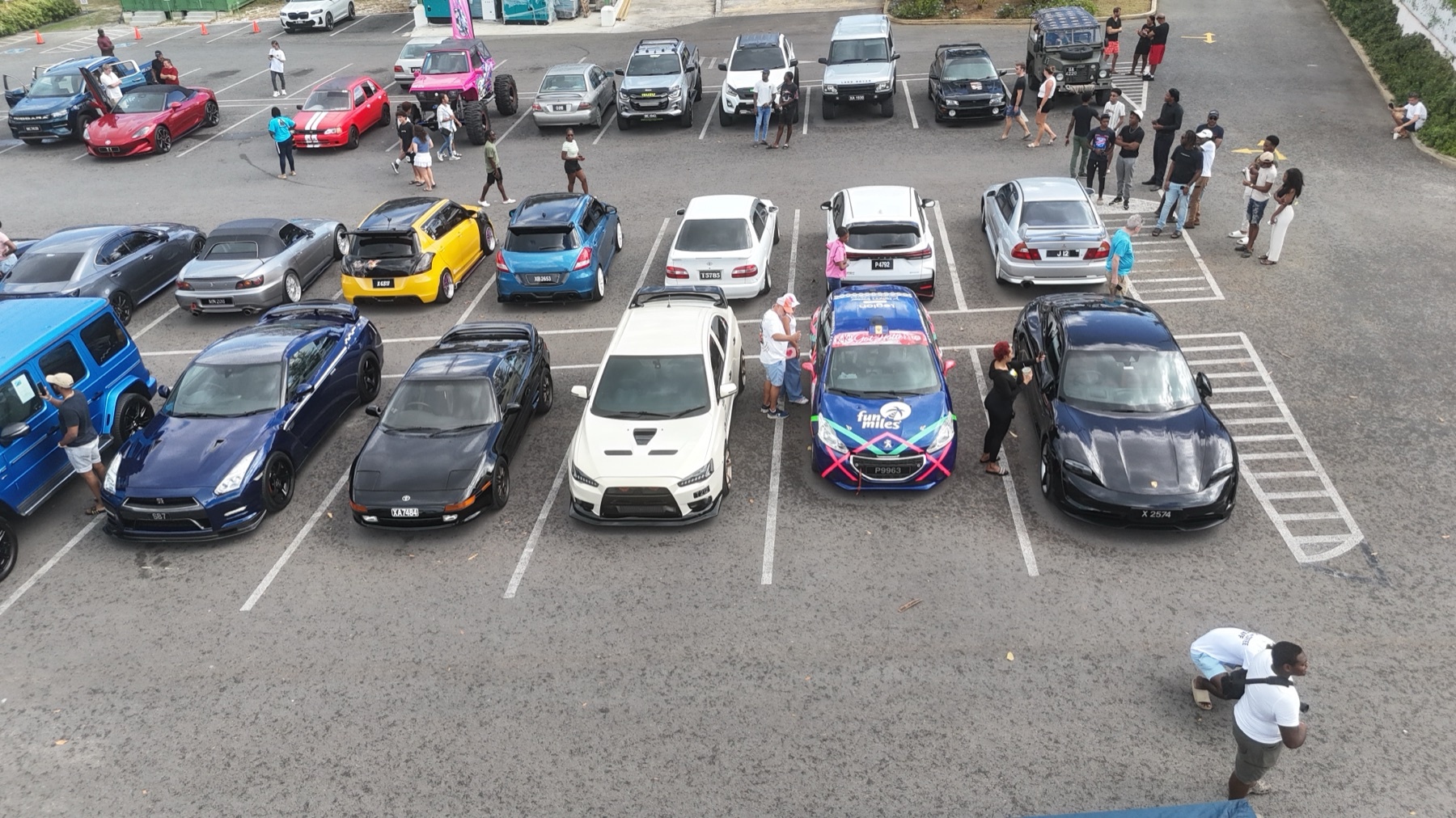 Aerial angle of Haymans Market during the April Cars and Coffee meet